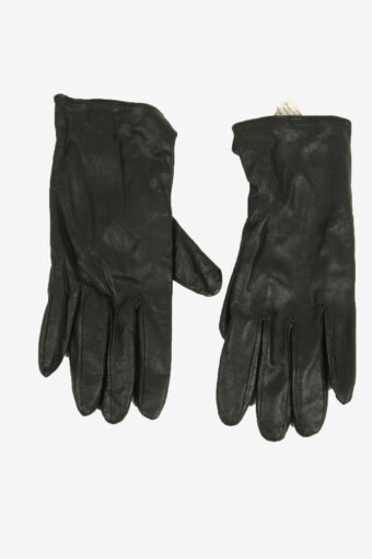 Ladies Leather Gloves Vintage  Genuine Lined Winter Retro Black Size XL