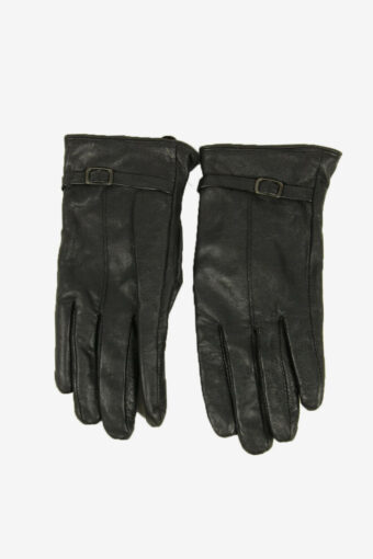 Leather Gloves Vintage Lined Soft Winter Elegance Retro 90s Black Size S