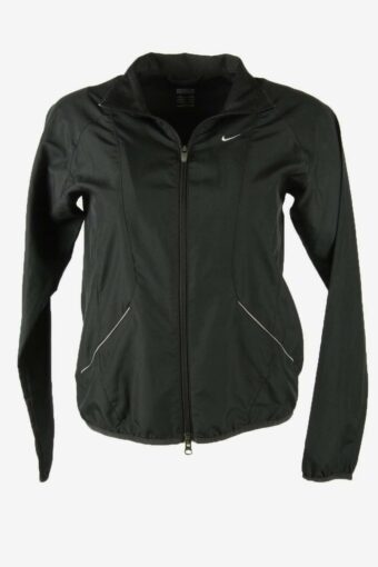 Nike Track Top Jacket Vintage Full Zip Logo Retro 90s Black Size XS
