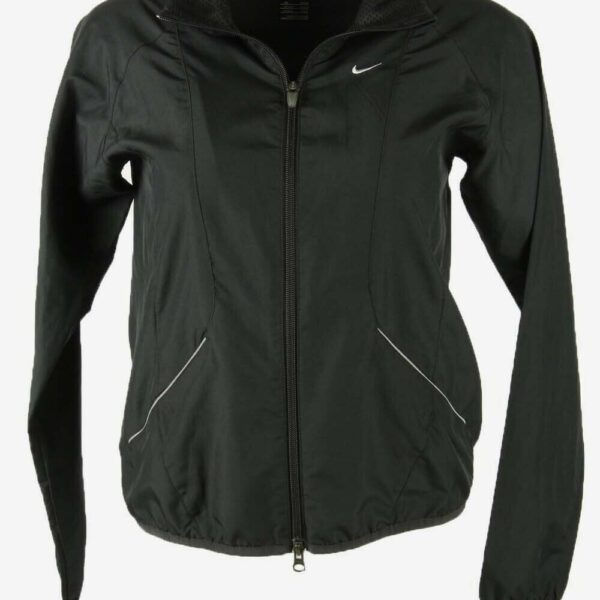 Nike Track Top Jacket Vintage Full Zip Logo Retro 90s Black Size XS