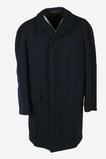 Overcoat Vintage Wool Coat Jacket Classic Warm Lined 90s Navy Size XXXL