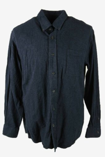 Sonoma Flannel Shirt Plain Vintage Long Sleeve 90s Retro Navy Size L