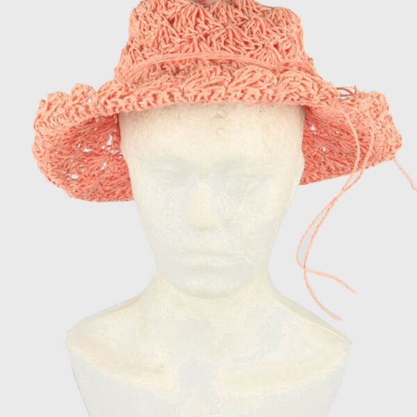 Straw Trilby Womens Hat Summer Fedora Wide Brim Retro Pink Size 53 cm