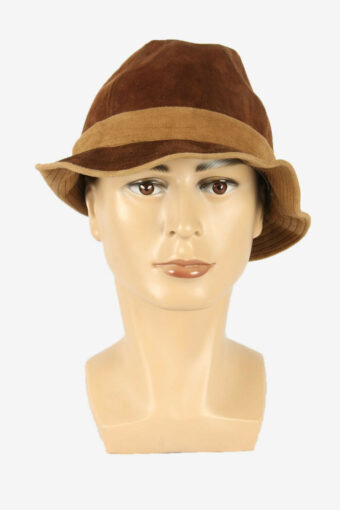 Suede Trilby Hat Vintage Classic Country Style Retro Brown Size 64 cm