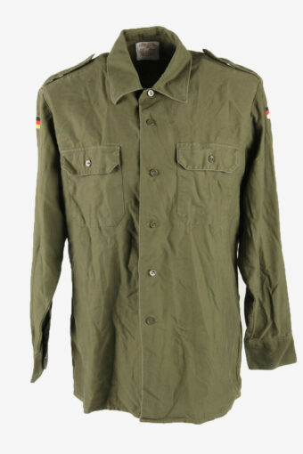 Vintage Army Shirt German Flag Long Sleeve Button Up 90s Khaki Size L
