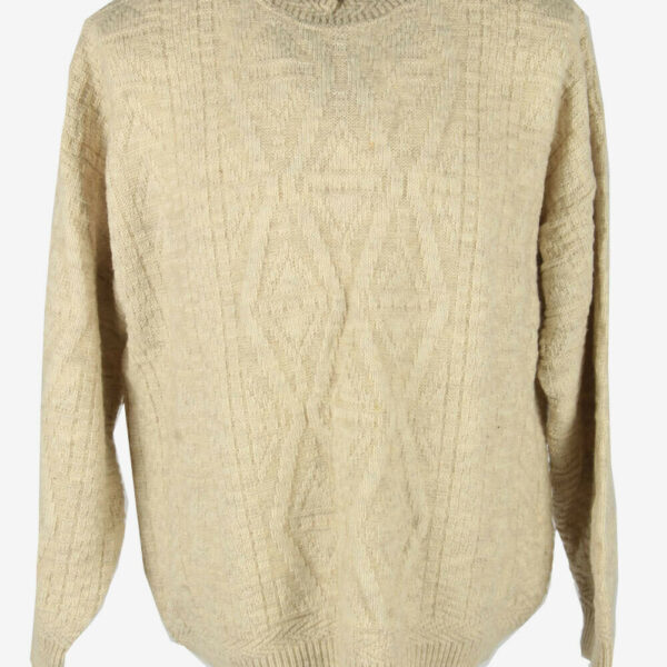 Vintage Cable Knit Wool Jumper Crew Neck Pullover 90s Beige Size XL