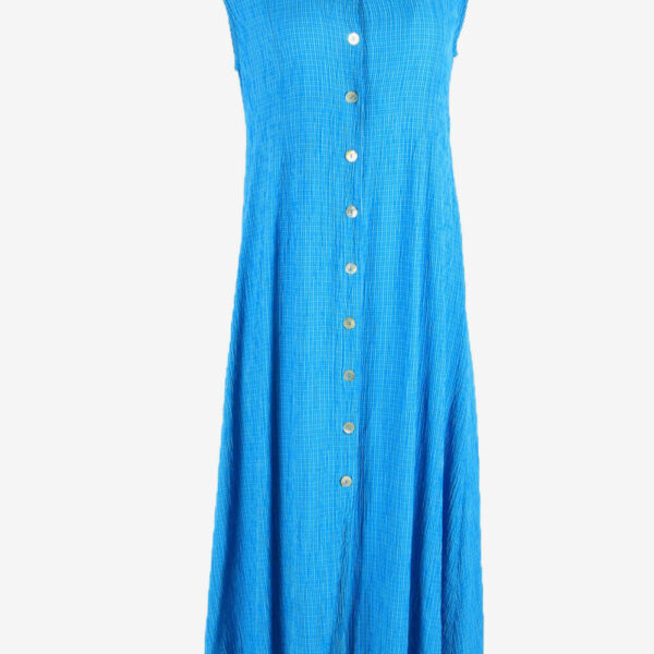 Vintage Check Midi Dress Sleeveless Collared 80re Blue Size XL