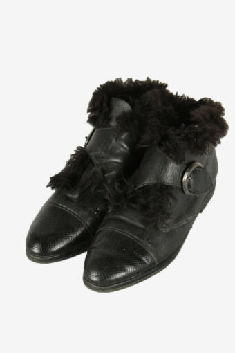 Vintage Claudine Bootie Shoes Leather Design Retro Black Size – UK 7