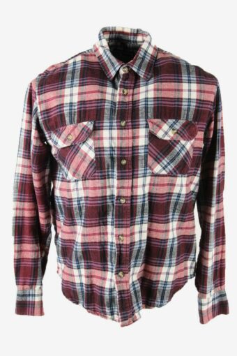 Vintage Flannel Shirt Check Long Sleeve Cotton Multicoloured Size M