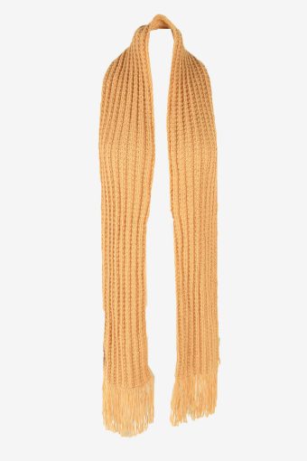 Vintage Knitted Winter Scarf Handmade Neck Warmer Soft 70s Retro Tan