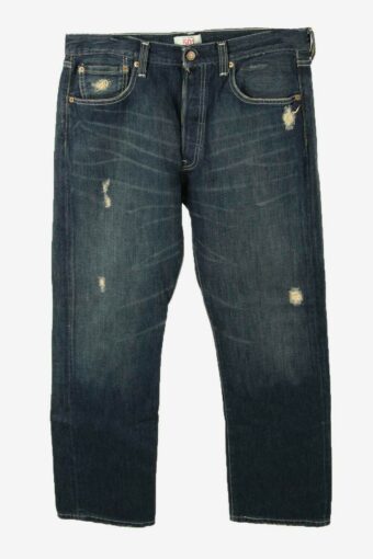 Vintage Levis 501 Jeans Distressed Button Fly Mens Dark Blue W34 L31
