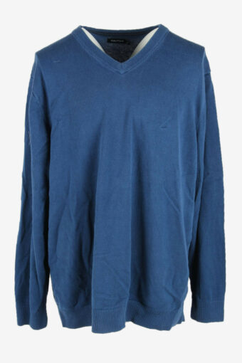 Vintage Nautica Jumper Pullover V Neck Sweater 90s Blue Size XXXL