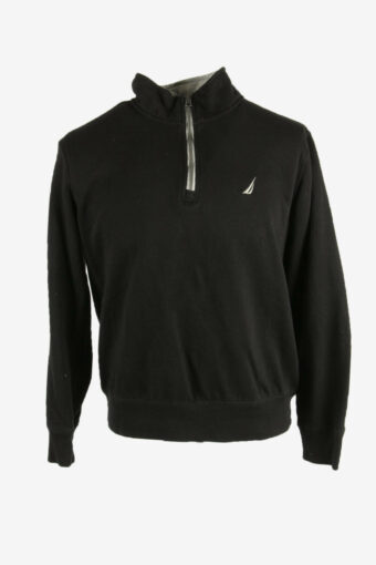 Vintage Nautica Sweatshirt Half Zip Long Sleeve 90s Black Size M