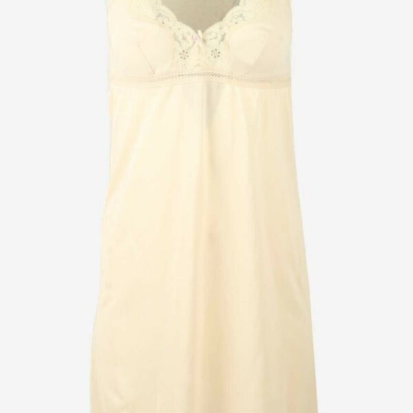 Vintage Sleeveless Slip Dress Lace Nightdress Retro 90s Cream Size S