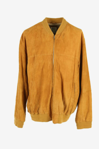 Vintage Suede Bomber Jacket Zip Up Country Retro 80s Camel Size XXL