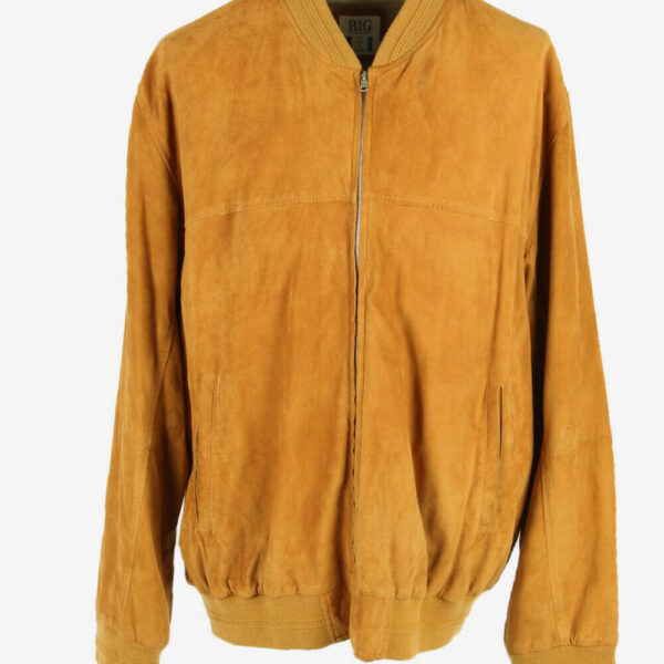Vintage Suede Bomber Jacket Zip Up Country Retro 80s Camel Size XXL
