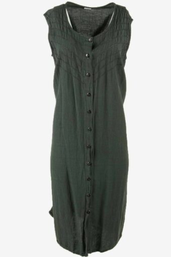 Vintage Summer Dress Button Down Long Sleeveless Retro 90s Black Size M
