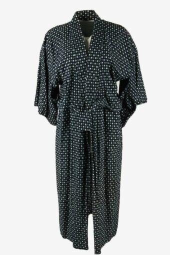 Vintage Womens Authentic Japanese Kimono Robe Full Length 70s Navy – KMN055