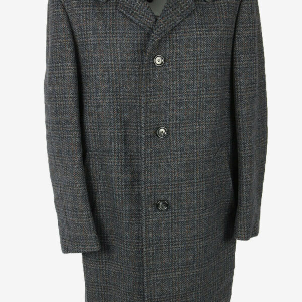 Vintage Wool Coat Windowpane Coat Jacket Classic Suit Grey Size XXL