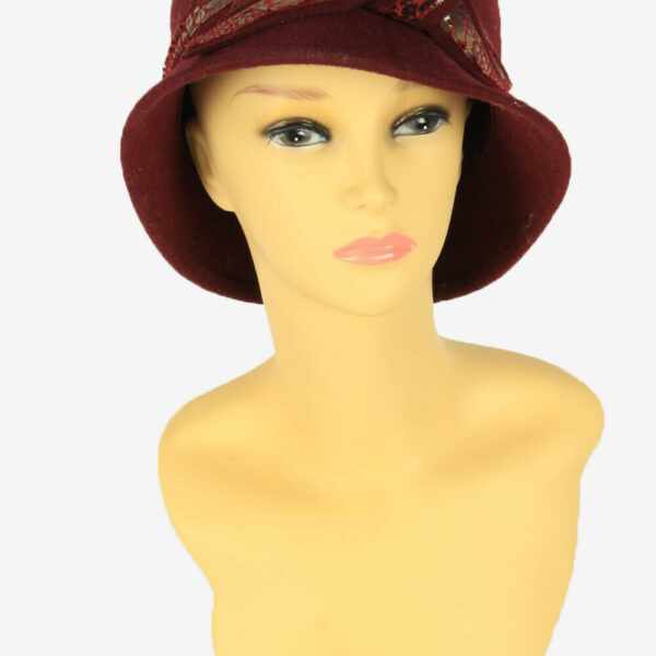 Wool Bucket Vintage Hat Womens Classic Country Retro Burgundy Size S