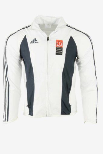 Adidas Track Top Jacket Shotokan Karate Full Zip Pockets Retro White M