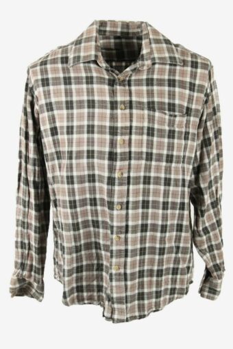 C&A Flannel Shirt Check Vintage Long Sleeve Cotton 90s Retro Grey L