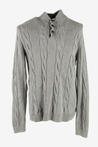Champs Jumper Vintage Collared Pullover Retro Winter 90s Grey Size L
