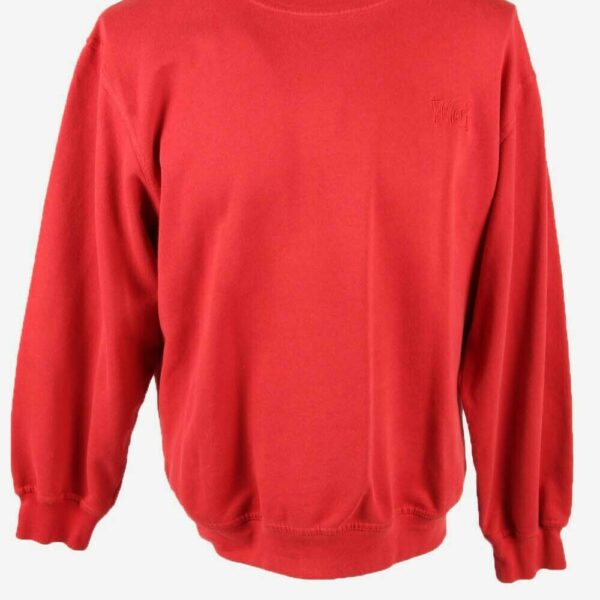 Drifter Sweatshirt Top Vintage Crew Neck Plain Retro 90s Red Size L