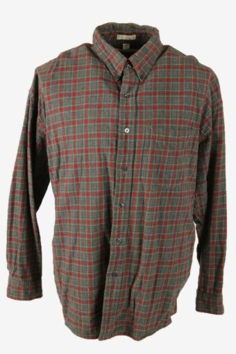 Flannel Shirt Vintage Check Long Sleeve 90s Retro Multicoloured XL