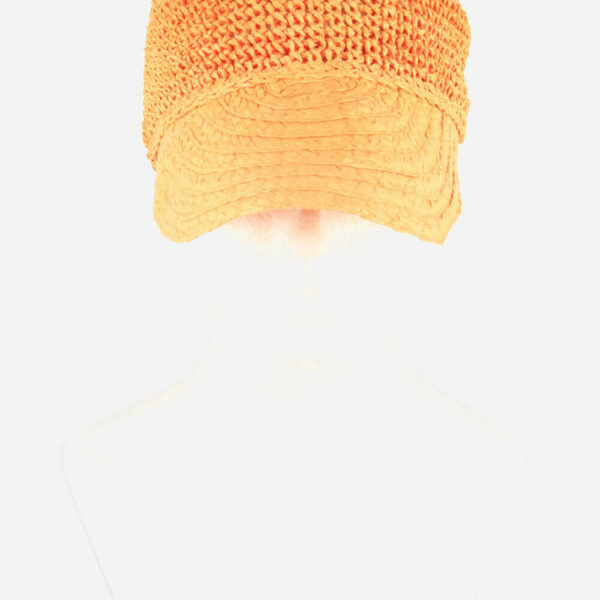 Foldable Women Straw Hat Sun Bowknot Beach 80s Retro Orange Size 59 cm