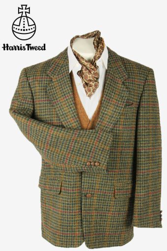 Harris Tweed Vintage Blazer Jacket Check Windowpane Weave Multi Size L