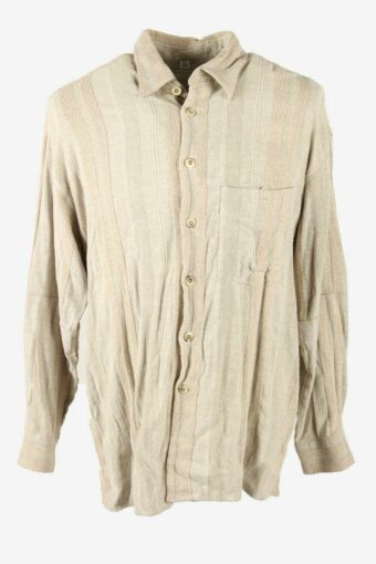 Kings Road Shirt Striped Vintage Long Sleeve 90s Retro Beige Size XL