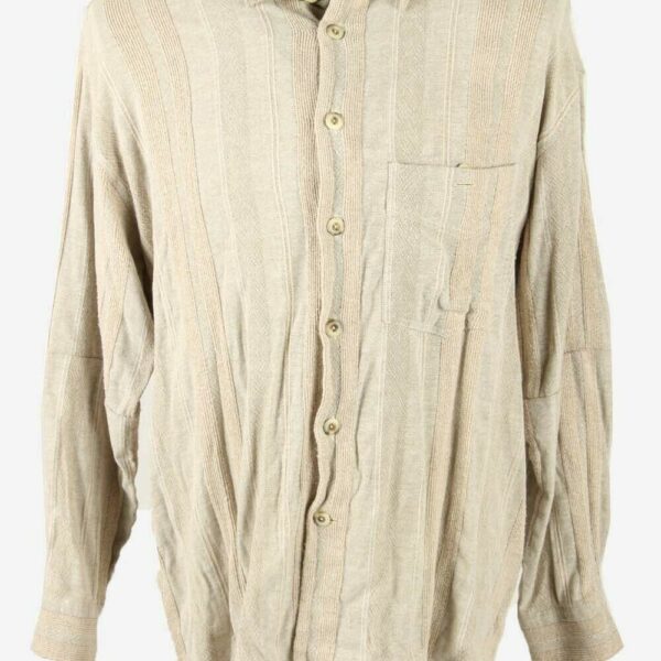 Kings Road Shirt Striped Vintage Long Sleeve 90s Retro Beige Size XL