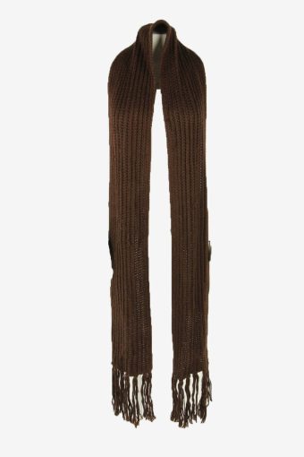 Knitted Winter Scarf Vintage Handmade Neck Warmer Soft 70s Retro Brown