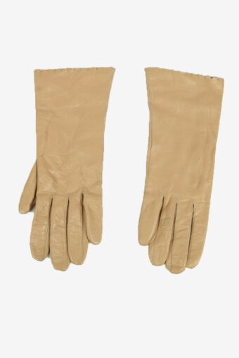 Ladies Leather Gloves Vintage Soft Elegance Smart 90s Beige Size S