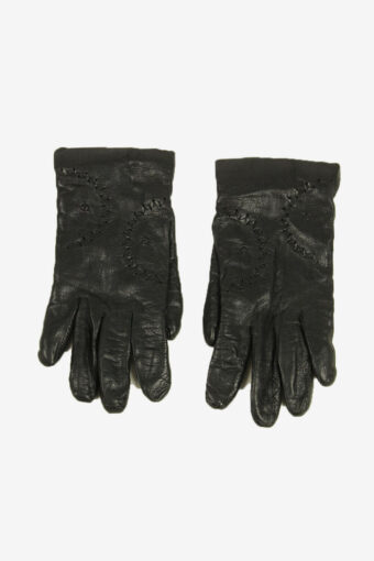 Ladies Vintage Leather Gloves Lined Warm Winter Casual Retro Black Size XS