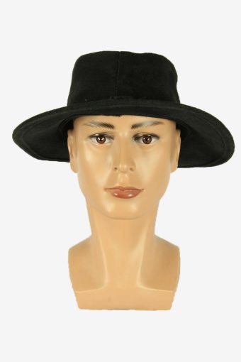 Leather Cowboy Hat Vintage Western Fedora Aussie Style 90s Black Size L