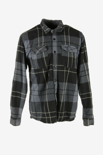 Lumberjack Check Jacket Vintage Fleece Lined Flannel Button Multi Size L