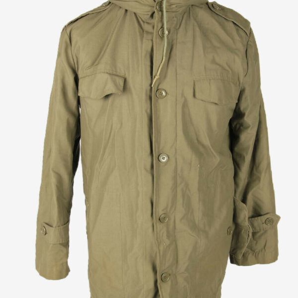 Military Army Parka Vintage Jacket Adjustable Fleece Lined Khaki Size M