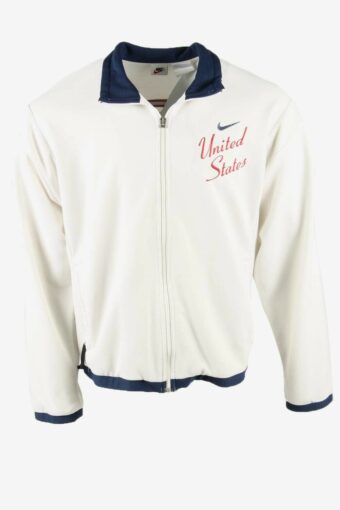 Nike USA Print Track Top Jacket Vintage Full Zip 90s White Size 42/43