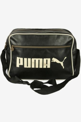 Puma Vintage Shoulder Bag Faux Leather Adjustable Retro 90s Black