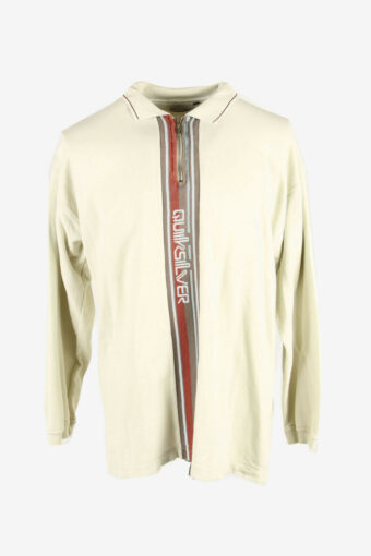 Quicksilver Vintage Sweatshirt Half Zip Long Sleeve 90s Cream Size L