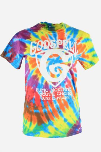 Rainbow Tie Dye T-Shirt Retro Music Festival Hipster Women Multi Size S