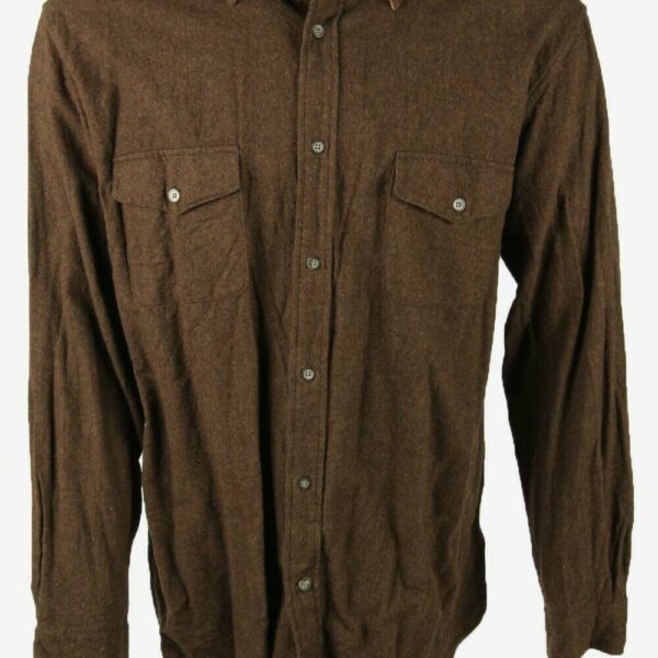 St Johns Bay Flannel Shirt Plain Vintage Long Sleeve 90s Brown Size XL