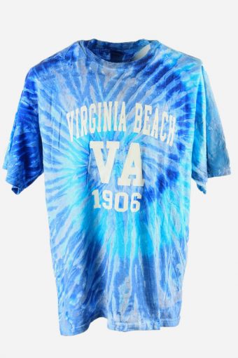 Tie Dye T-Shirt Top Tee Music Festival Retro Beach Men Blue Size XL