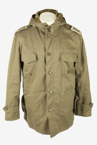 Vintage Army Military  Parka Coat Jacket German Flag Hooded Khaki Size L