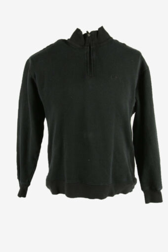 Vintage Champion Sweatshirt Half Zip Long Sleeve 90s Black Size M