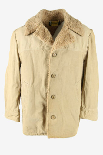 Vintage Corduroy Jacket Sherpa Cord Button Smart 90s Coffee Size 46