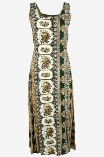 Vintage Dress Printed Sleeveless Retro 90s Multicoloured Size UK 10