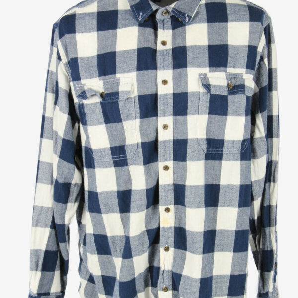 Vintage Flannel Shirt Check Long Sleeve Button 90s Cotton Multi Size XXL